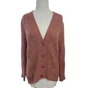 Bartolini Womens Cardigan Sweater Medium Pink Alpaca Blend Italian Retro